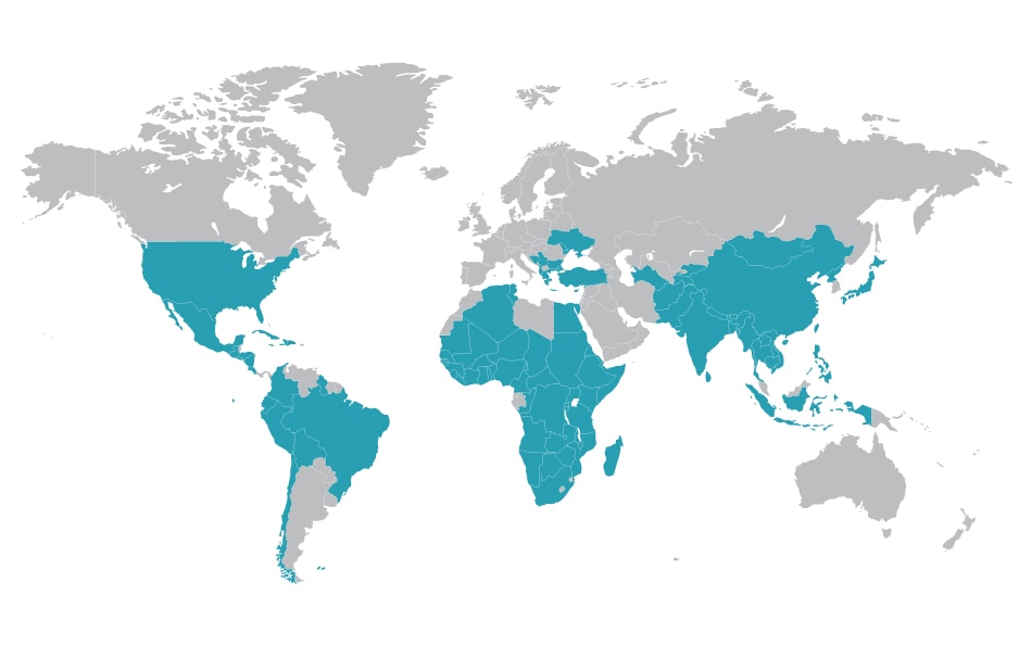 mapa de países donde activo.