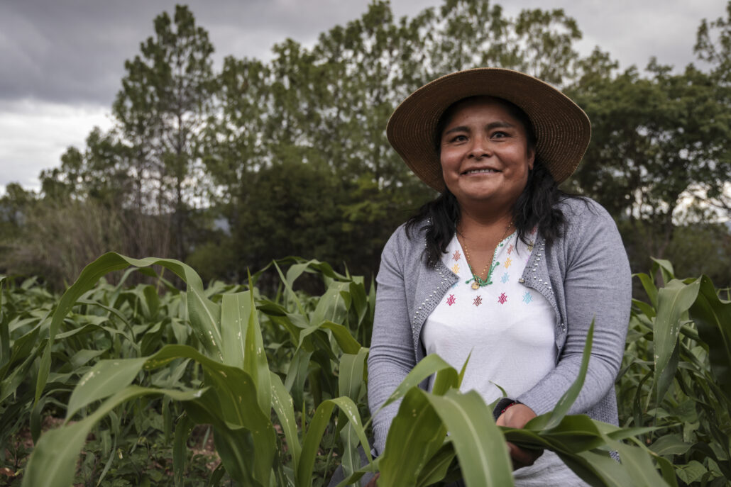 retrato de agricultora mixteca en Oaxaca