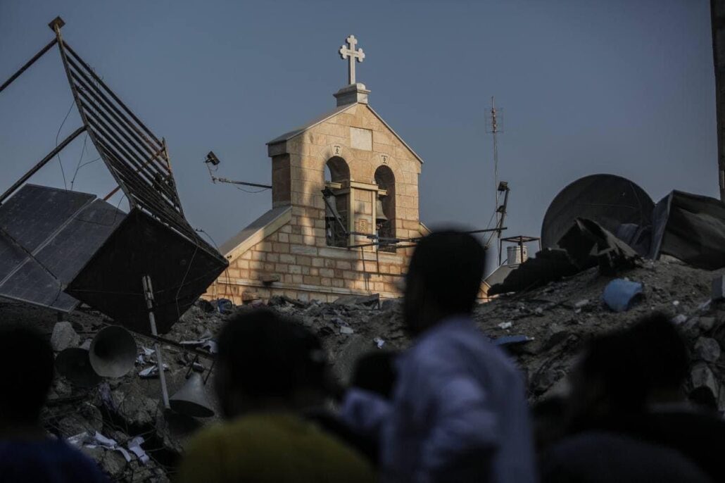 iglesia cristiana destruida en la franja de Gaza